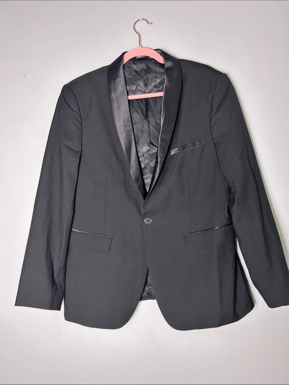 Men's Black Satin Shawl Lapel Tuxedo Jacket